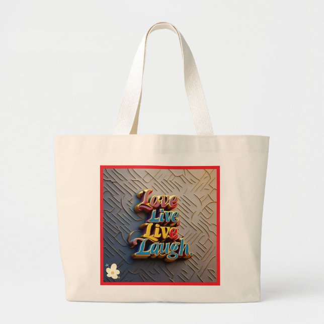 "Smile, Breathe, Repeat" Large Tote Bag (Front)