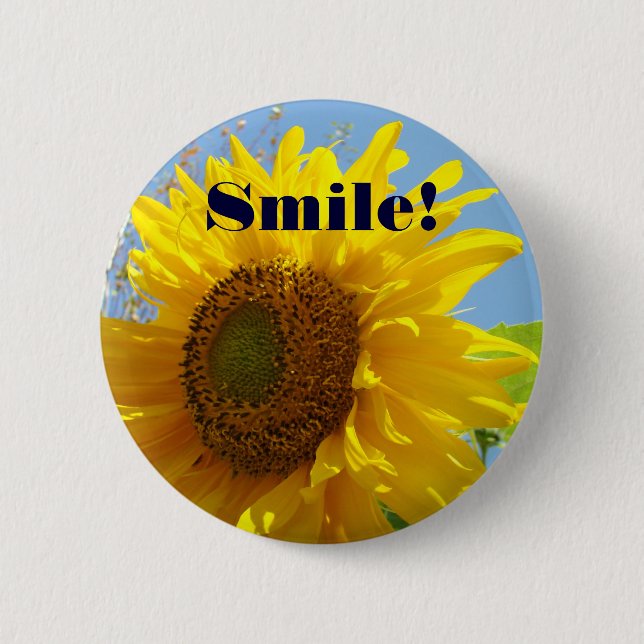 Smile! button Yellow Sunny Bright Sunflower (Front)