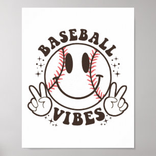 Smile Bysebyll Vibes Game Day Life Mum Retro Happy Poster