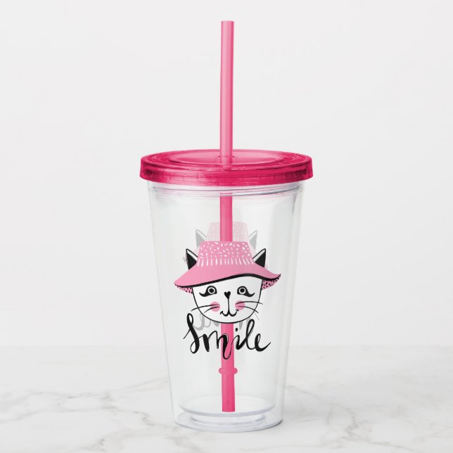 Smile Cat Acrylic Tumbler (Front)