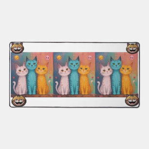 smile cats desk mat