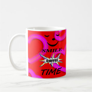 Smile Coffee Time With Love Hearts Mug