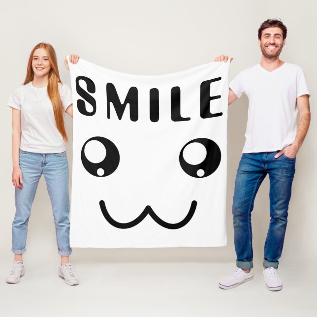 "Smile " Cool Motivational Fleece Blanket (In Situ)