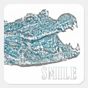 Smile Crocodile Square Sticker