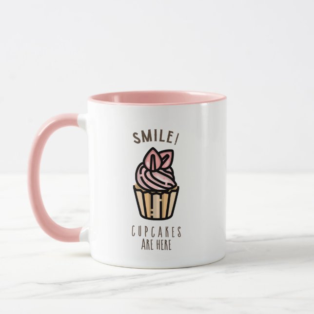 Smile! Cupcakes are Here Pink Design Mug (Left)