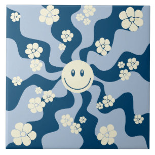 Smile - Dark Blue, Light Blue and Cream Ceramic Tile