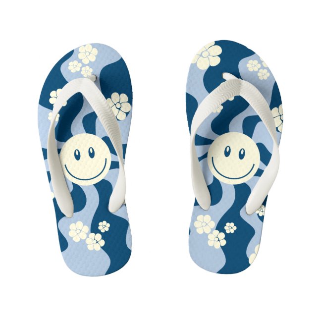 Smile - Dark Blue, Light Blue and Cream Kid's Thongs (Footbed)