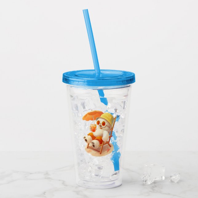 Smile Dog – Beach Mode On Acrylic Tumbler (Front Ice)