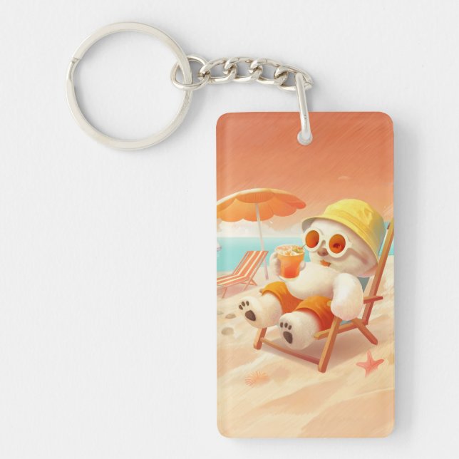 Smile Dog – Beach Mode On Key Ring (Front)