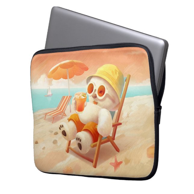 Smile Dog – Beach Mode On Laptop Sleeve (Front Left)