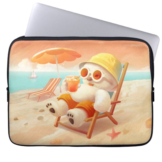 Smile Dog – Beach Mode On Laptop Sleeve (Front)
