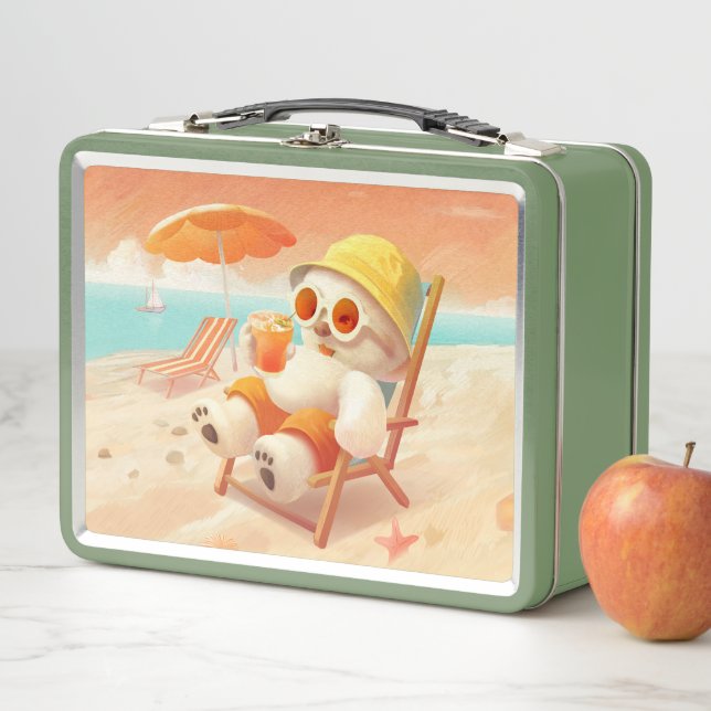 Smile Dog – Beach Mode On Metal Lunch Box (In Situ)
