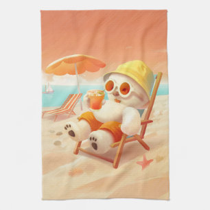 Smile Dog – Beach Mode On Tea Towel