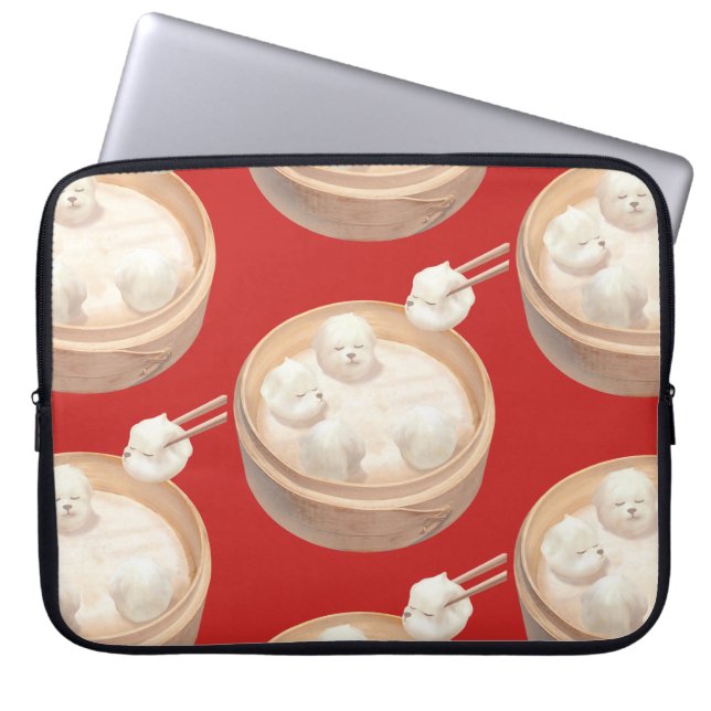 Smile Dog – Xiao Long Bao Delight Laptop Sleeve (Front)