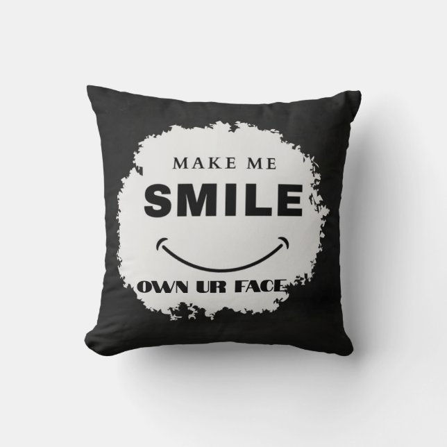 SMILE EMOJI DISIGN IN B&W ON CUSHION (Front)
