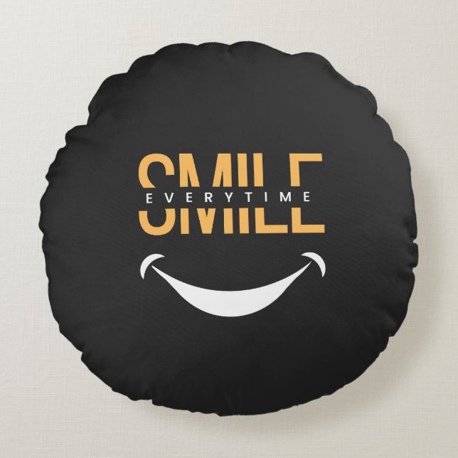 Smile Everytime – Spread Positive Vibes Anywhere Round Cushion (Front)