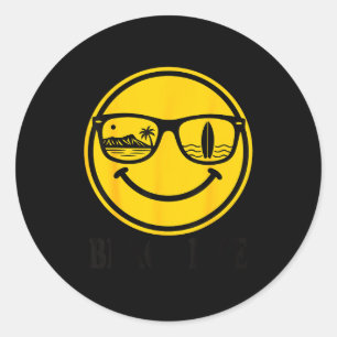 Smile face beach life surf hawaii ocean vacation classic round sticker