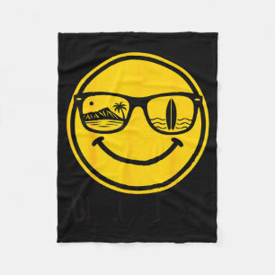 Smile face beach life surf hawaii ocean vacation fleece blanket