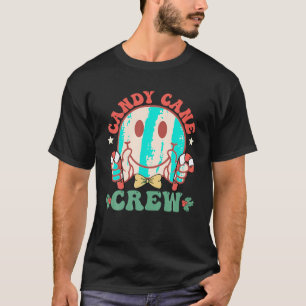 Smile Face Candy Cane Crew Christmas Candy Group P T-Shirt
