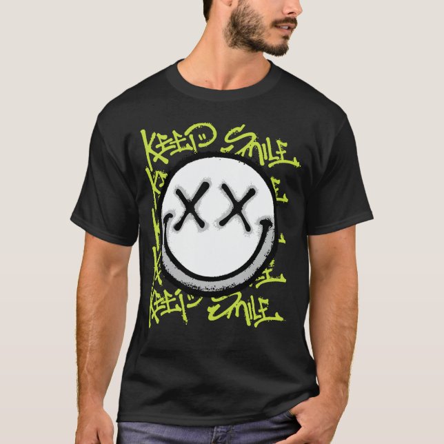 Smile Face Crossed Eyes streetwear T-Shirt (Front)