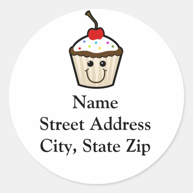 Smile Face Cupcake Classic Round Sticker (Front)