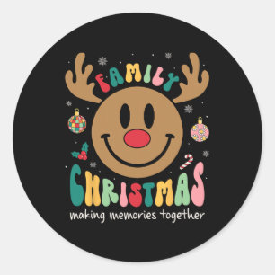Smile Face Family Christmas 2023 Xmas Crew Reindee Classic Round Sticker