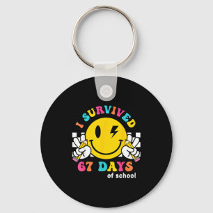 Smile Face I Survived 67 Days Of School Key Ring