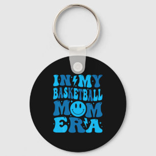 Smile face in basketball mom era groovy mom of t key ring