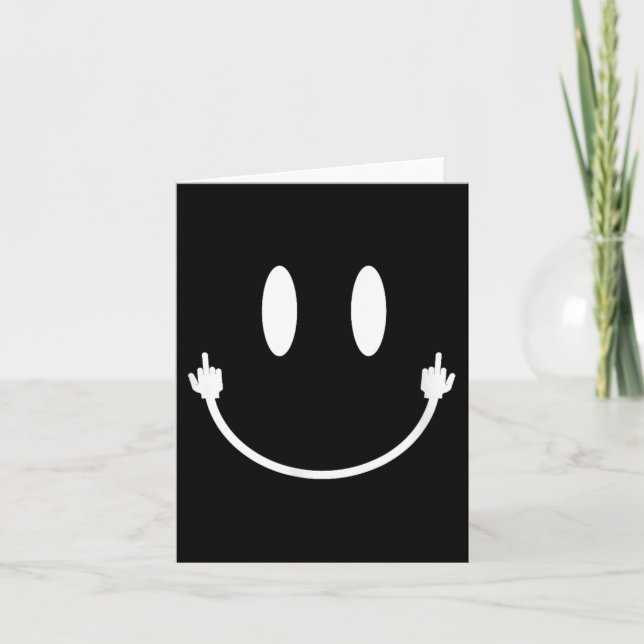 Smile Face Middle Finger Hand Funny Sarcasm Meme S Card (Front)