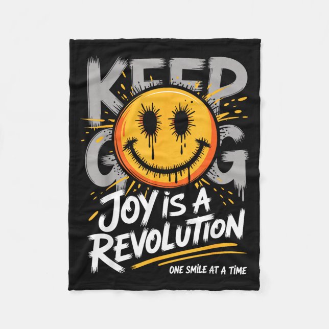 Smile Face Optimism Good Energy Mental Health Awar Fleece Blanket (Front)