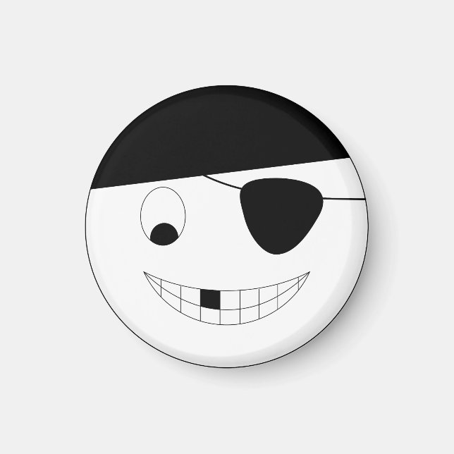 Smile face pirate Jolly Roger Magnet (Front)
