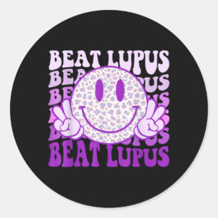 Smile Face Purple Lupus Awareness Systemic Classic Round Sticker