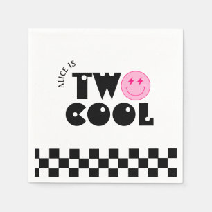Smile Face Retro Two Cool Birthday Napkin