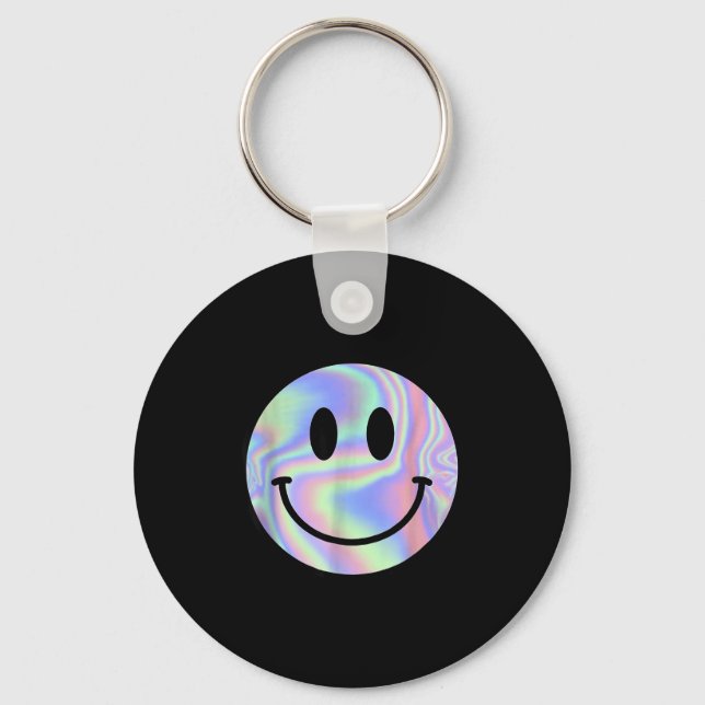 Smile Face Shirt Happy Smiling Face Rave Edm Music Key Ring (Front)