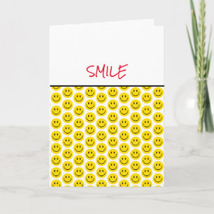 Smile Face Yellow Black White Happy Greeting Card