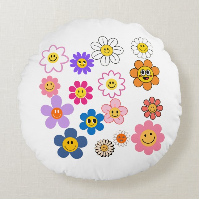 Smile Flowers Round Cushion (Front)
