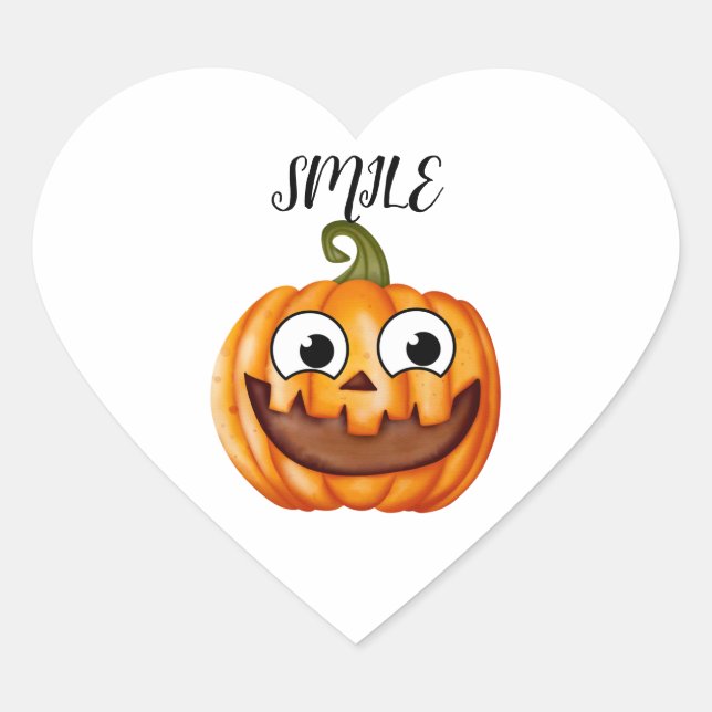 smile funny pumpkin heart sticker (Front)