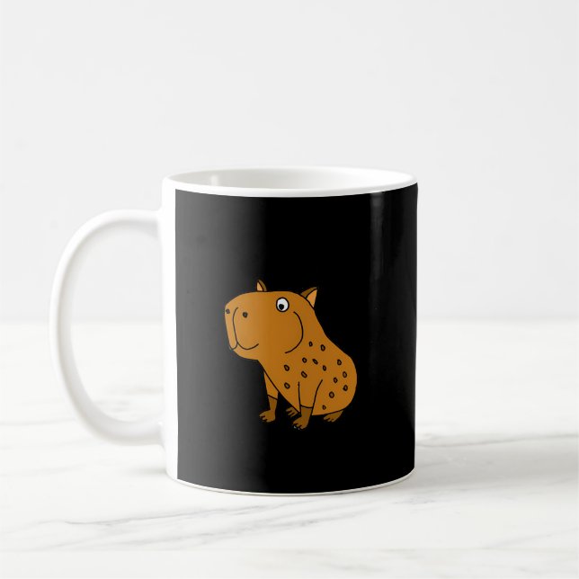 Smile Funnya Don'T Worry Be Cappy Capybara Pun Coffee Mug (Left)