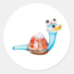 SMILE GLASS SNAIL CLASSIC ROUND STICKER