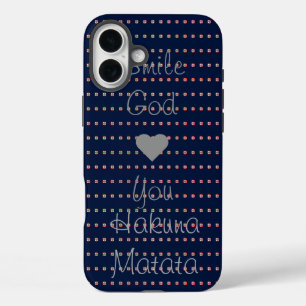 Smile, God Loves You" (Deep Blue & Beige Edition) iPhone 16 Plus Case