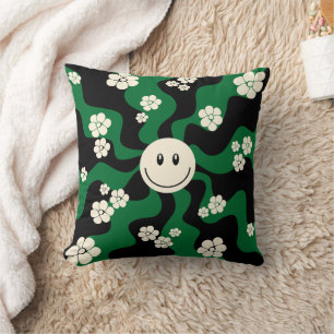 Smile - Green, Cream and Black Cushion