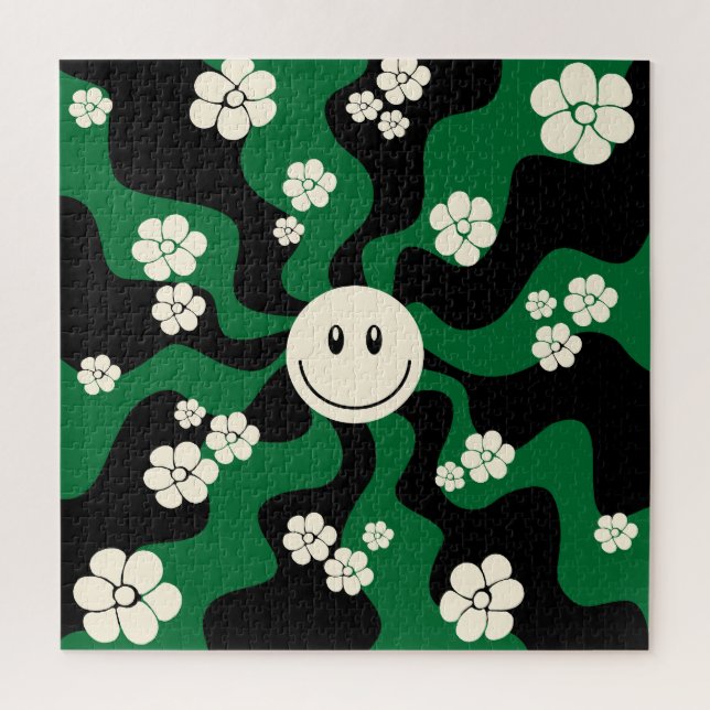 Smile - Green, Cream and Black Jigsaw Puzzle (Vertical)