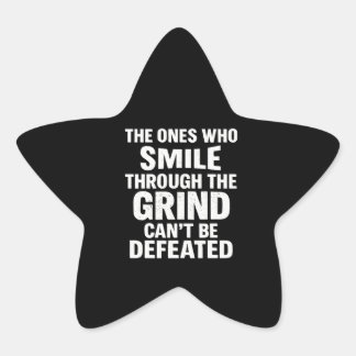 Smile grind gym motivation quote with white text star sticker