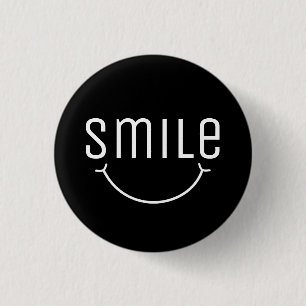 Smile Grinning Black White Face 3 Cm Round Badge