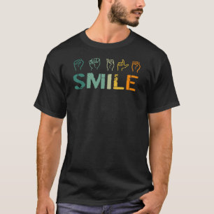 Smile Hand Sign Language Teachers Melanin ASL T-Shirt
