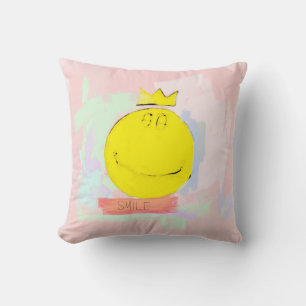 SMILE Happy Face T-Shirt Throw Pillow