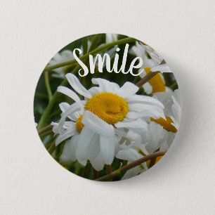 Smile - Happy Flower - Happy Face Smiling Daisy 6 Cm Round Badge