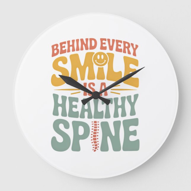 Smile Healthy Spine Chiropractor Quote Design Large Clock (Front)