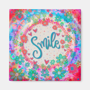 Smile Hearts Pretty Floral Colourful Inspirivity Magnet