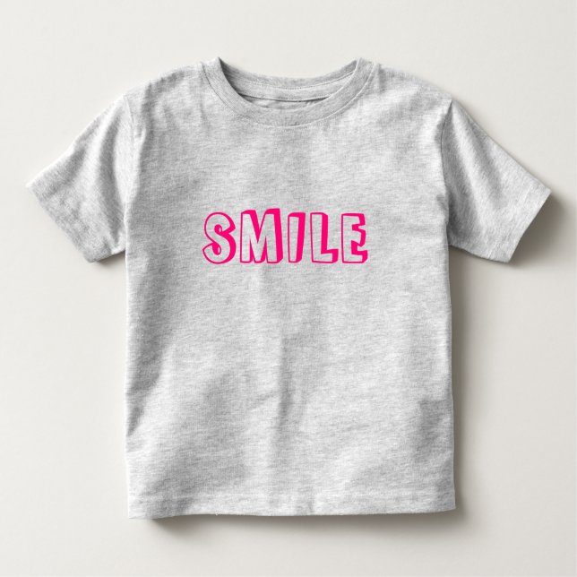 "Smile" hot pink fuchsia letters Toddler T-Shirt (Front)